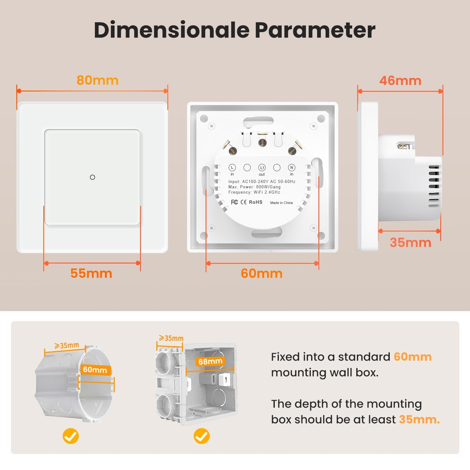 MIUCDA Interruptor de luz inteligente empotrado, interruptor de luz táctil wifi, interruptor de luz de pared, compatible con Alexa, Google Home para salón, oficina, cocina, 1 vía, negro