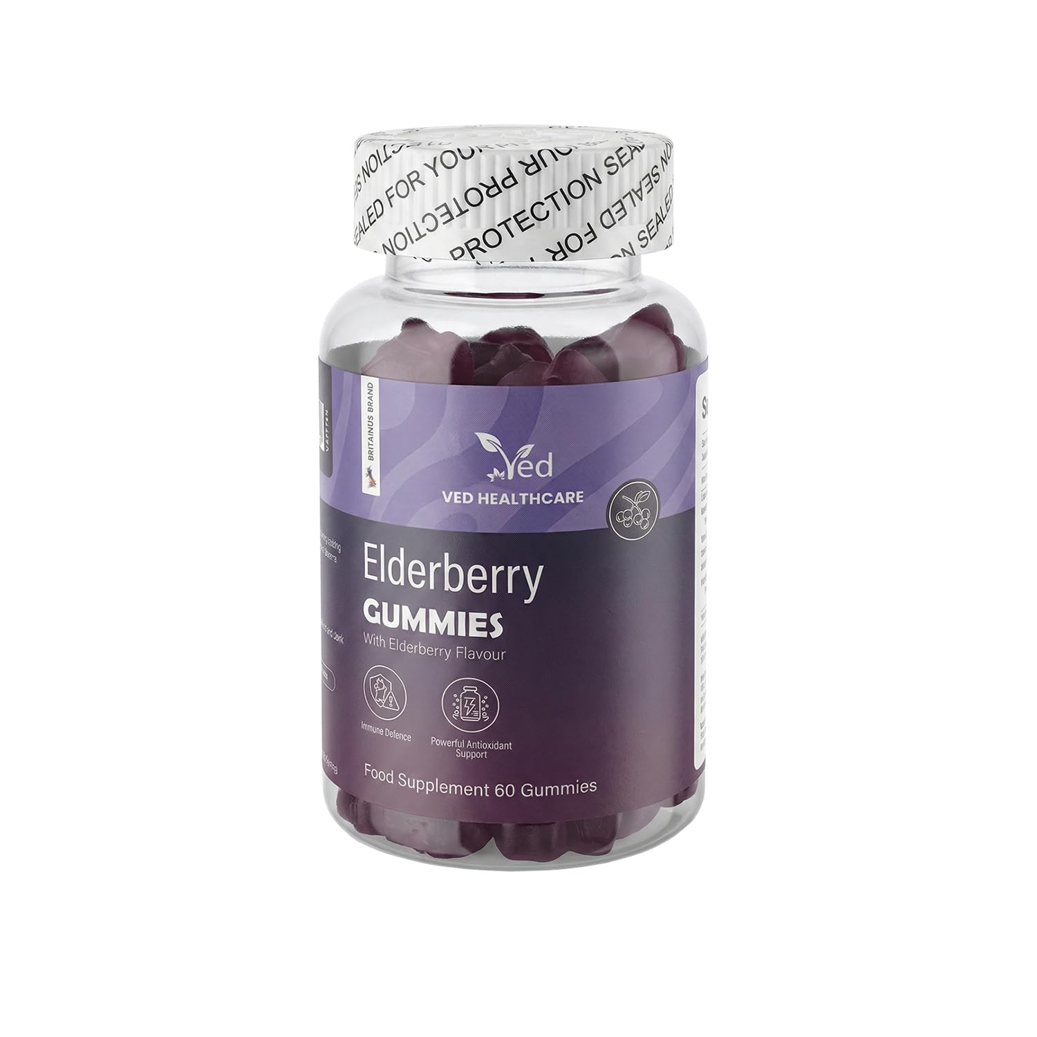 Elderberry Gummies; EDB Chews Elderberry Flavour with Vitamin C and Zinc, Raw Unfiltered Elderberry Gummies, Vegetarian Vegan Health Supplement for Adult - 60 Chews 30 Days’ Supply