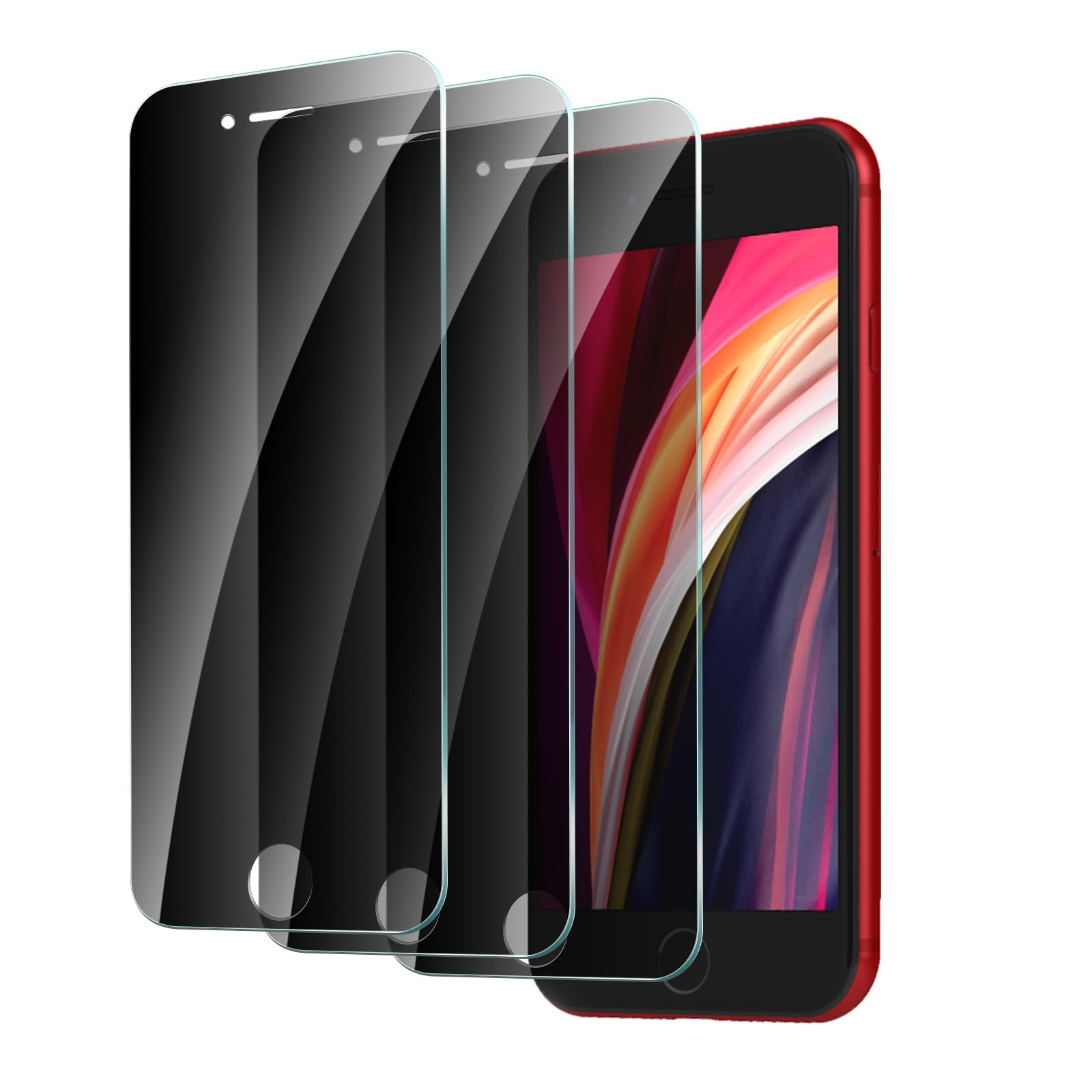 Paquete de 3 protectores de pantalla de privacidad para iPhone SE 2022 / iPhone SE 2020 / iPhone 8 / iPhone 7, vidrio templado antiespía, dureza 9H, resistente a los arañazos