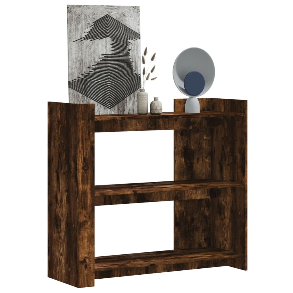 SXZenSpace Smoked Oak Console Table 100x35x90 cm Engineered Wood Hallway Sideboard with Shelves Strong 60 kg Load Modern Furniture for Living Room Corridor or Bedroom