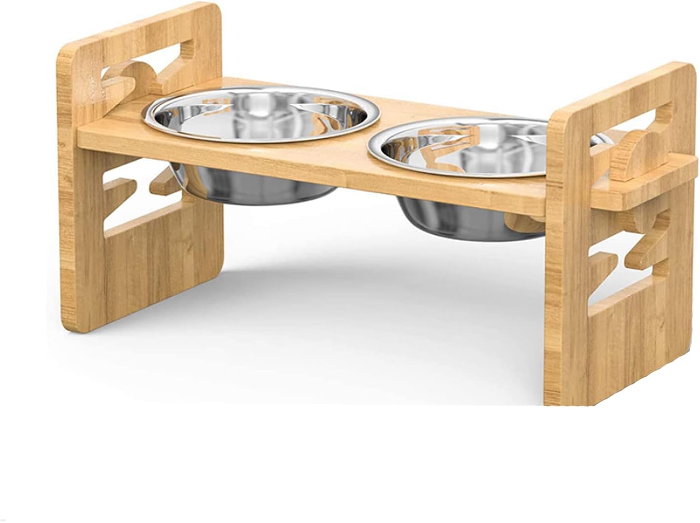 HOKOKO Dog Bowls,Raised Dog Bowls,Elevated Tilted Dog Bowl Stand,Adjustable Height Bamboo Puppy