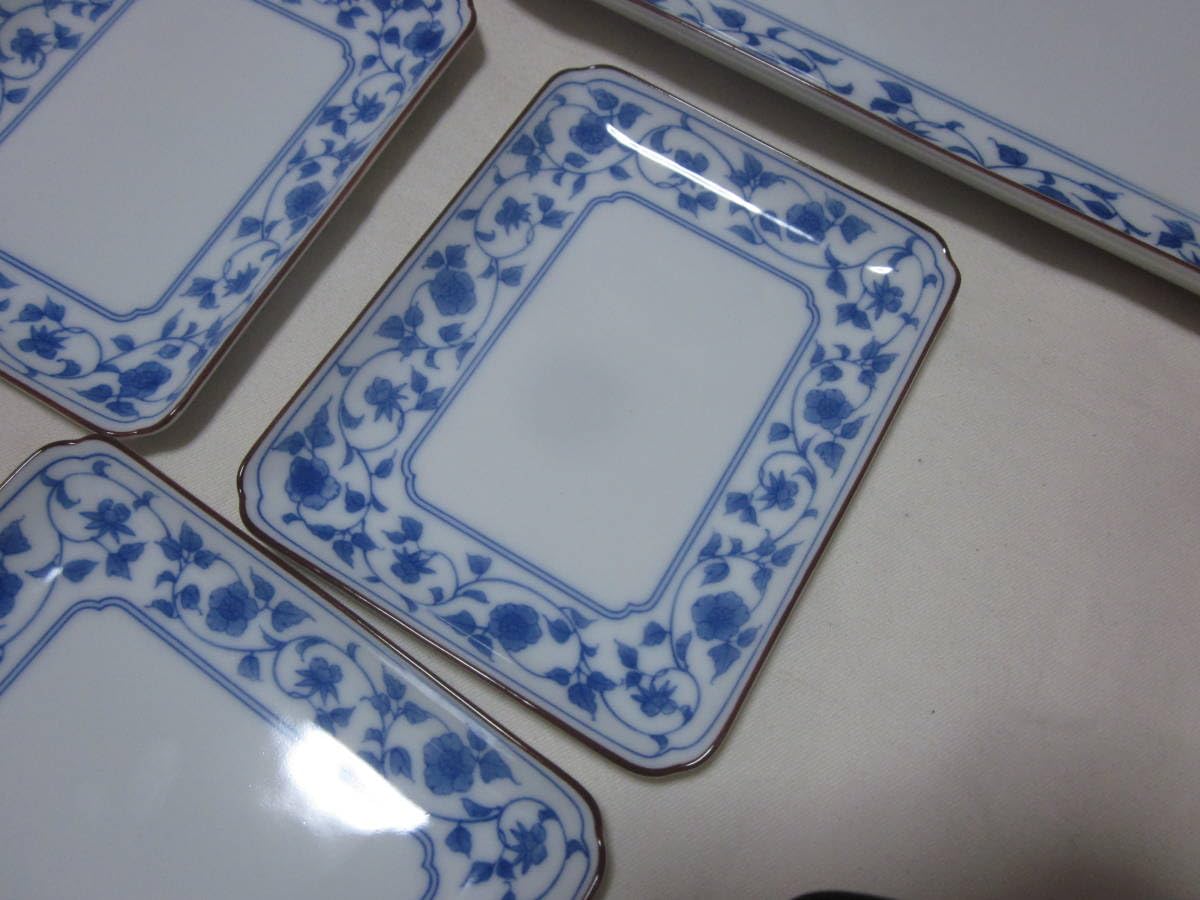 たち吉　花化粧角取り皿セット Amazon.co.jp: □橘吉□たち吉□ 染付草花□ 取り分け揃□長角皿