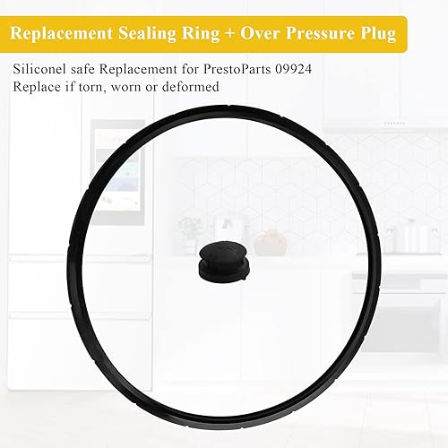 Miniatura 2 de 09924 Anillo de sellado de olla a presión/paquete de tapones de sobrepresión para modelos Presto Cooker: 0128202, 0128203, 0128204, 0128303 6 y 8