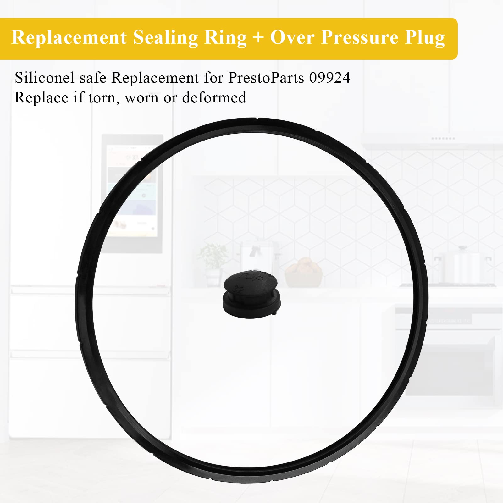 09924 Pressure Cooker Sealing Ring/Overpressure Plug Pack for Presto Cooker models: 0128202, 0128203, 0128204, 0128303 6 & 8 Quart Presto Pressure 2 PACK