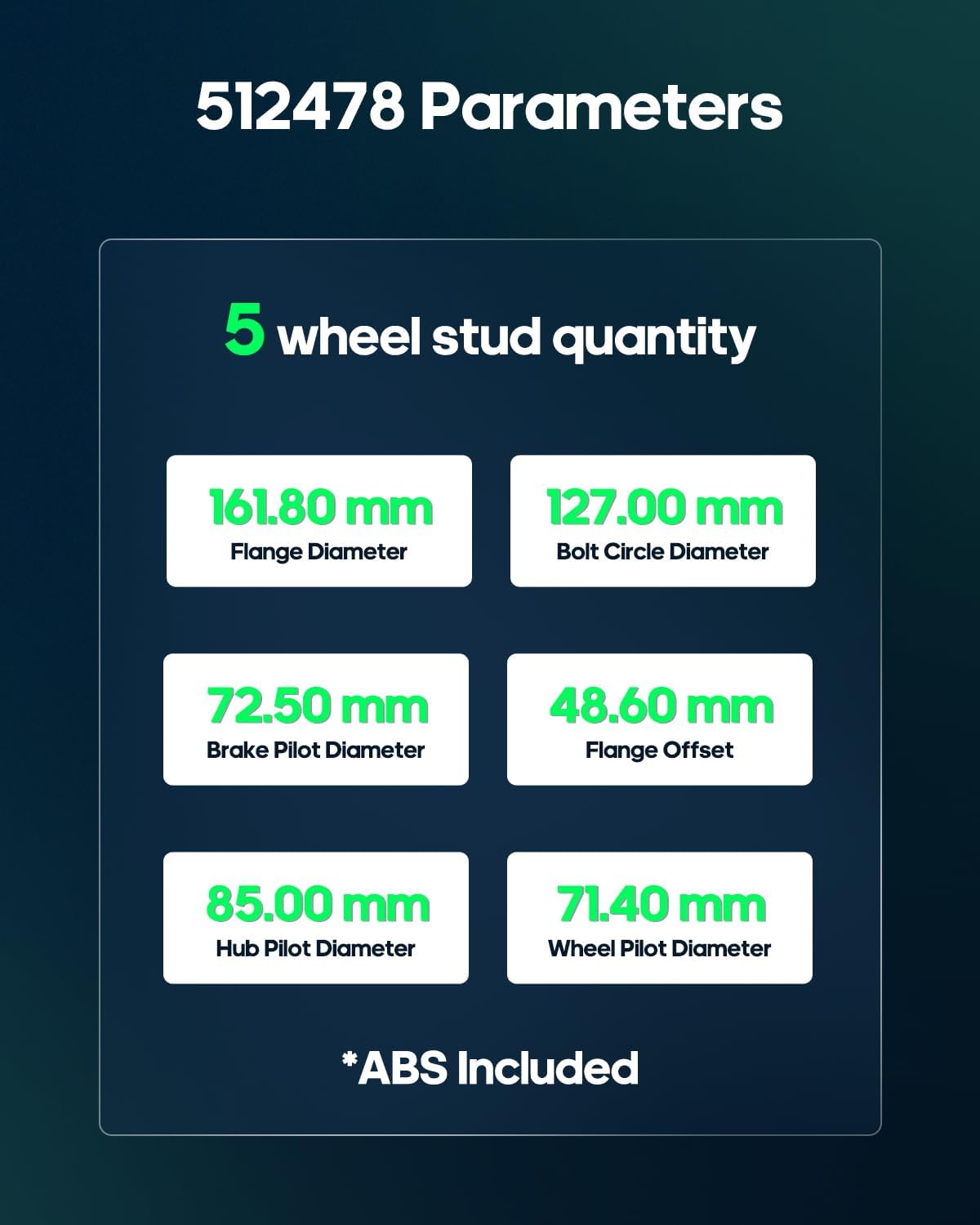 SCITOO 1 x Rear Left Wheel Bearing and Hub Assembly 2009-2018 For Dodge Journey,W/ABS 5-Lug 512478 2.4L 3.5L 3.6L