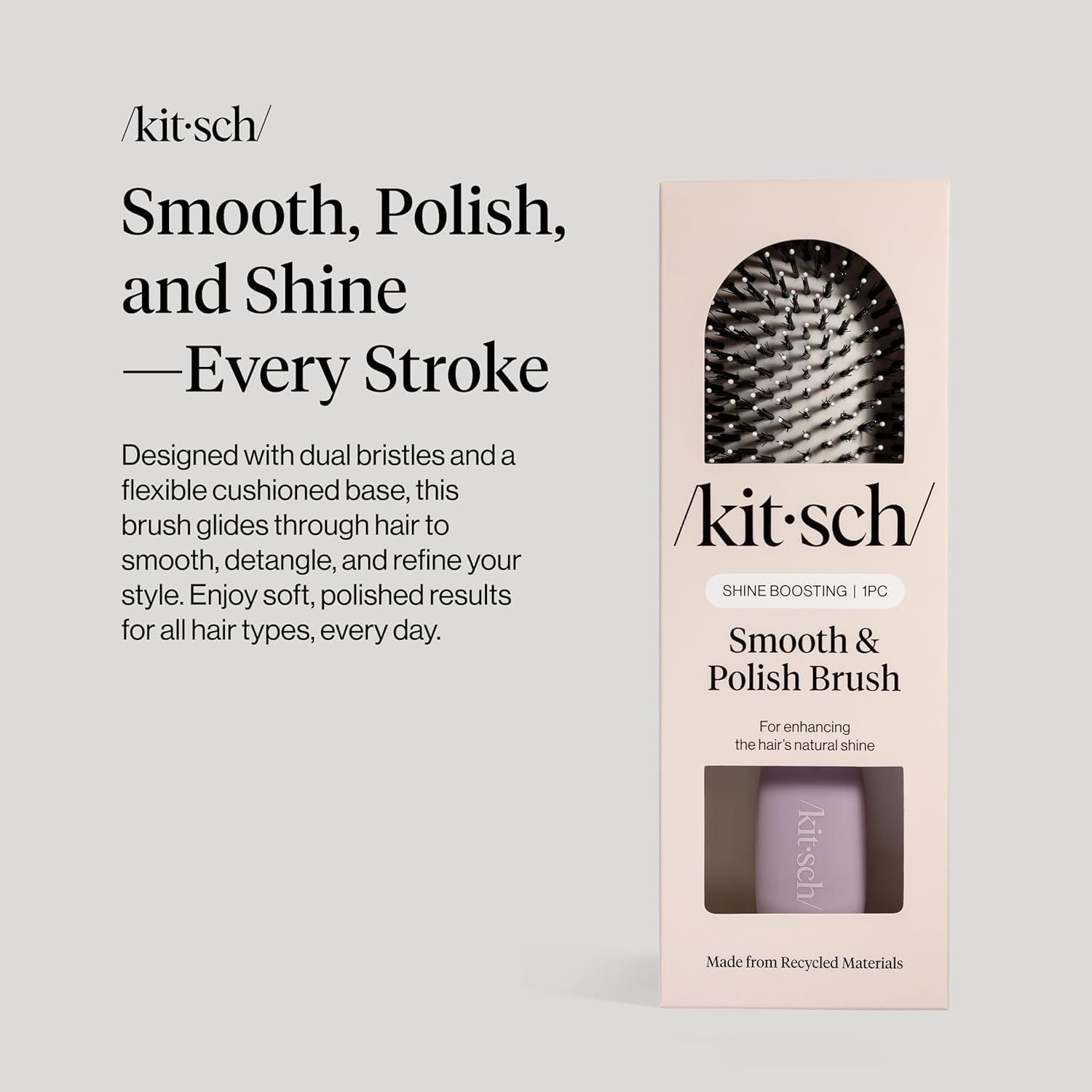 Kitsch Cepillo de pelo suave y pulido, cepillo desenredante y cepillo para el cuidado del cabello, con cerdas duales, cojín flexible para control de encrespamiento, brillo y estilo suave, cepillos