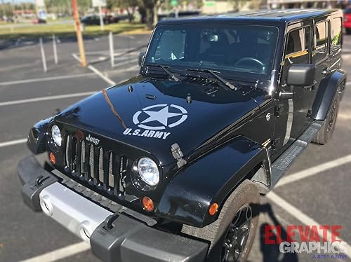 Miniatura 4 de Elevate Graphics - Se adapta a Jeep Wrangler JK Hood Graphics Auto Calcomanías y calcomanías de vinilo a rayas años 2000-2023