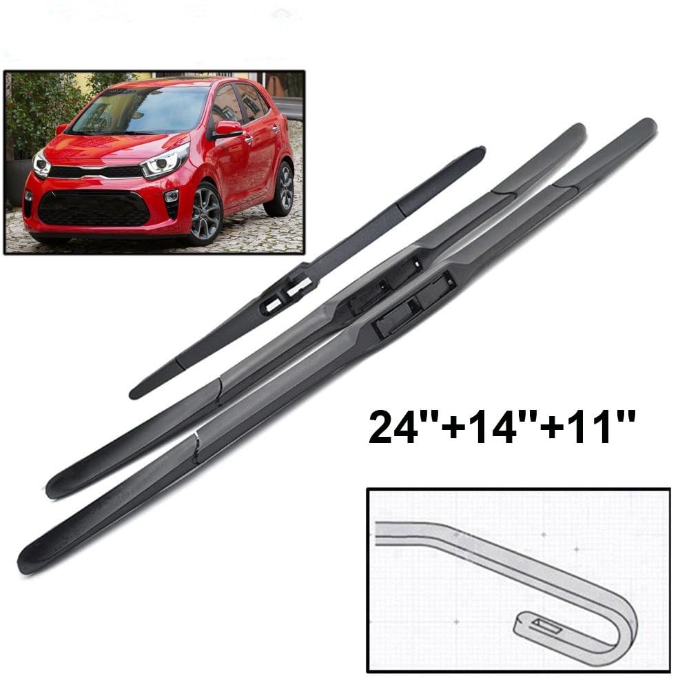 Spazzole Tergicristallo Anteriore Posteriore Spazzole Tergicristallo Set Per KIA Per Picanto MK3 2018-2022 2023 Parabrezza Parabrezza Finestra Pioggia Spazzola 24 "+ 14" + 11" Tergicristallo Auto