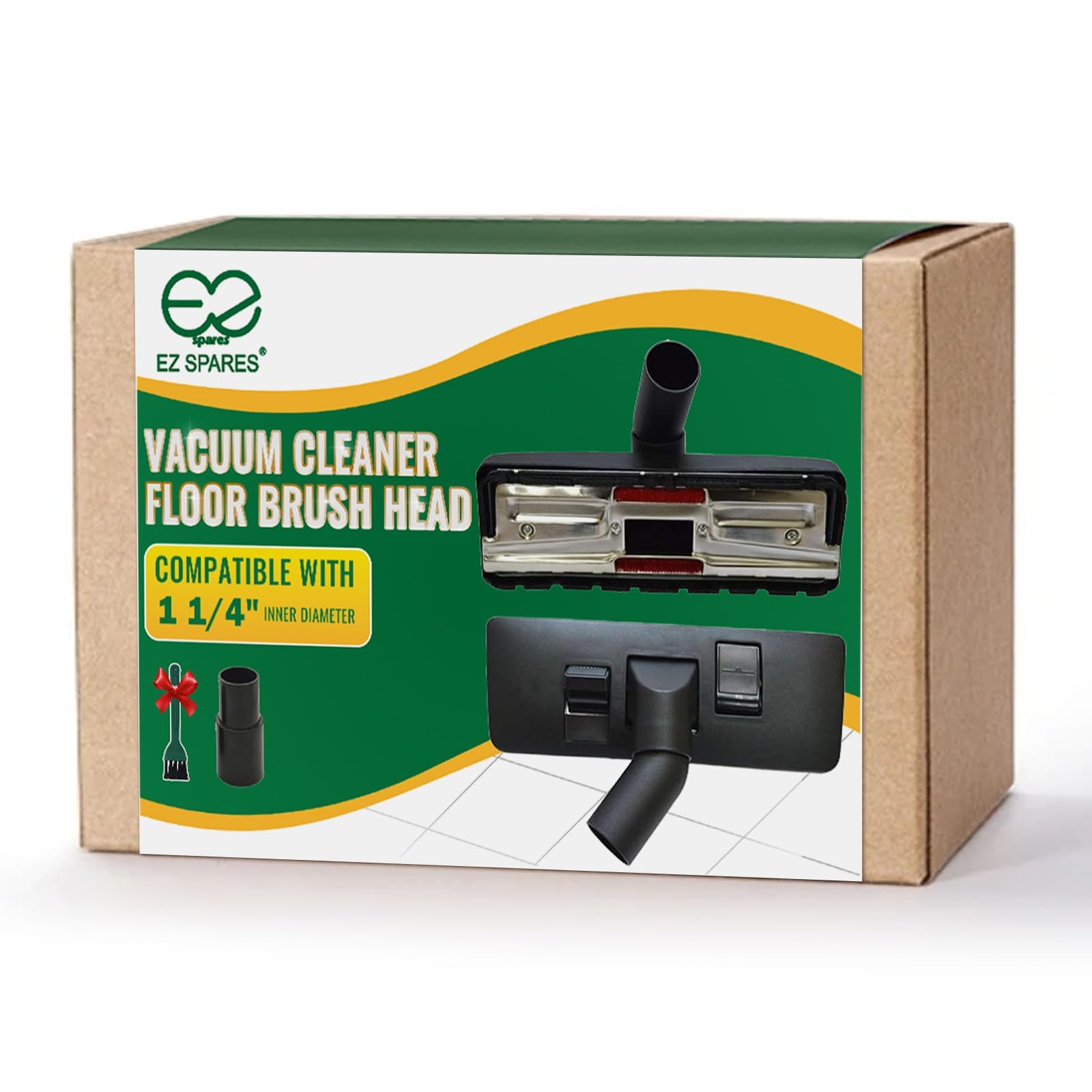 EZ SPARES 1 1/4 inch 32mm Universal Vacuum Cleaner Euro Floor Brush Head Brush Attachment for Floor and Carpet Combo Tool (Black)