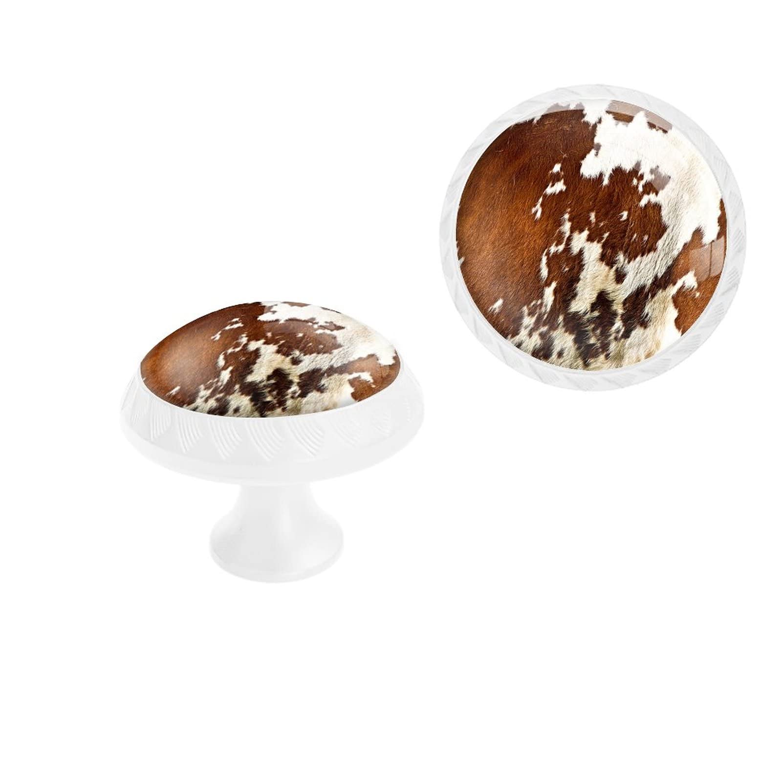 Elohiym 6 Pack White Drawer Pulls Knobs, Red and White Cowhide Cabinet Knobs Crystal Glass Dresser Knobs for Kitchen Bathroom Hardware