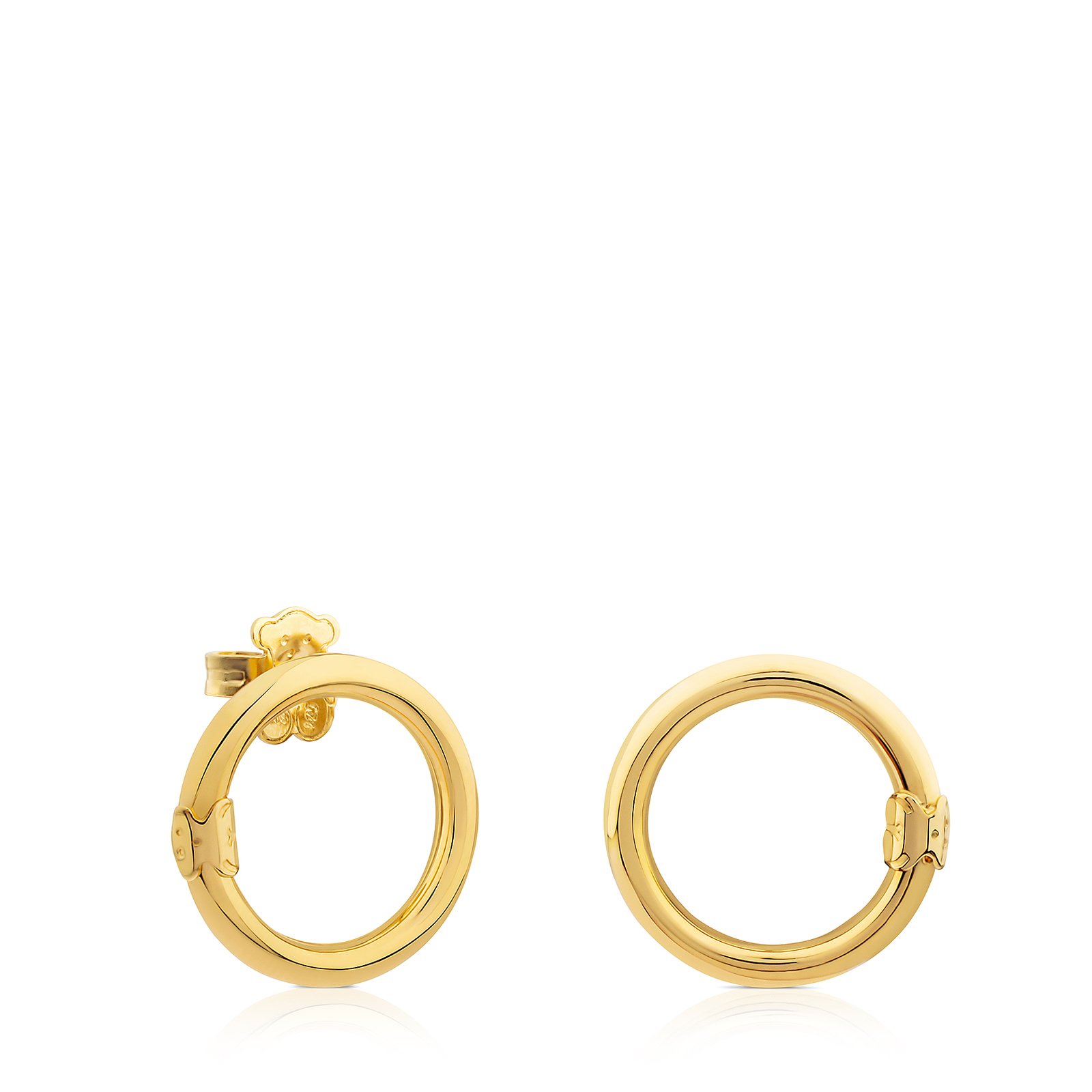 TOUS Pendientes de Anilla de Plata de Primera Ley para Mujer con Motivo de Oso 1.6cm, Fino y Elegante, Colección Hold