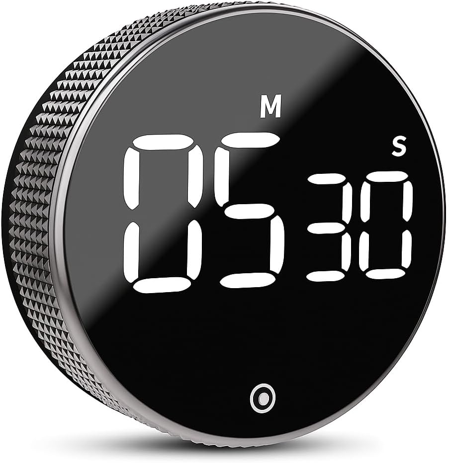 AERYS Magnetic Digital Timers, Manual Countdown Kitchen Timer Countdown Clock,Mechanical Cooking Timer Counter Clock for Seniors, Adult and Kids to Use (Silver)