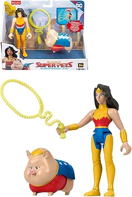 Fisher-Price DC League of Super-Pets Preschool Toys Wonder Woman & Pb Poseable Figure & Accessory Set for Kids Ages 3+ Years