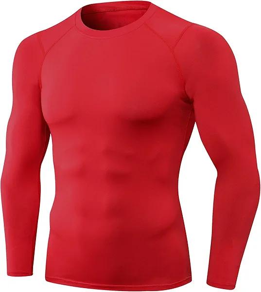 Men's Compression Shirts Long Sleeve Workout Baselayer Quick Dry Athletic T Shirts Sport Running Tops 1/2 Pack