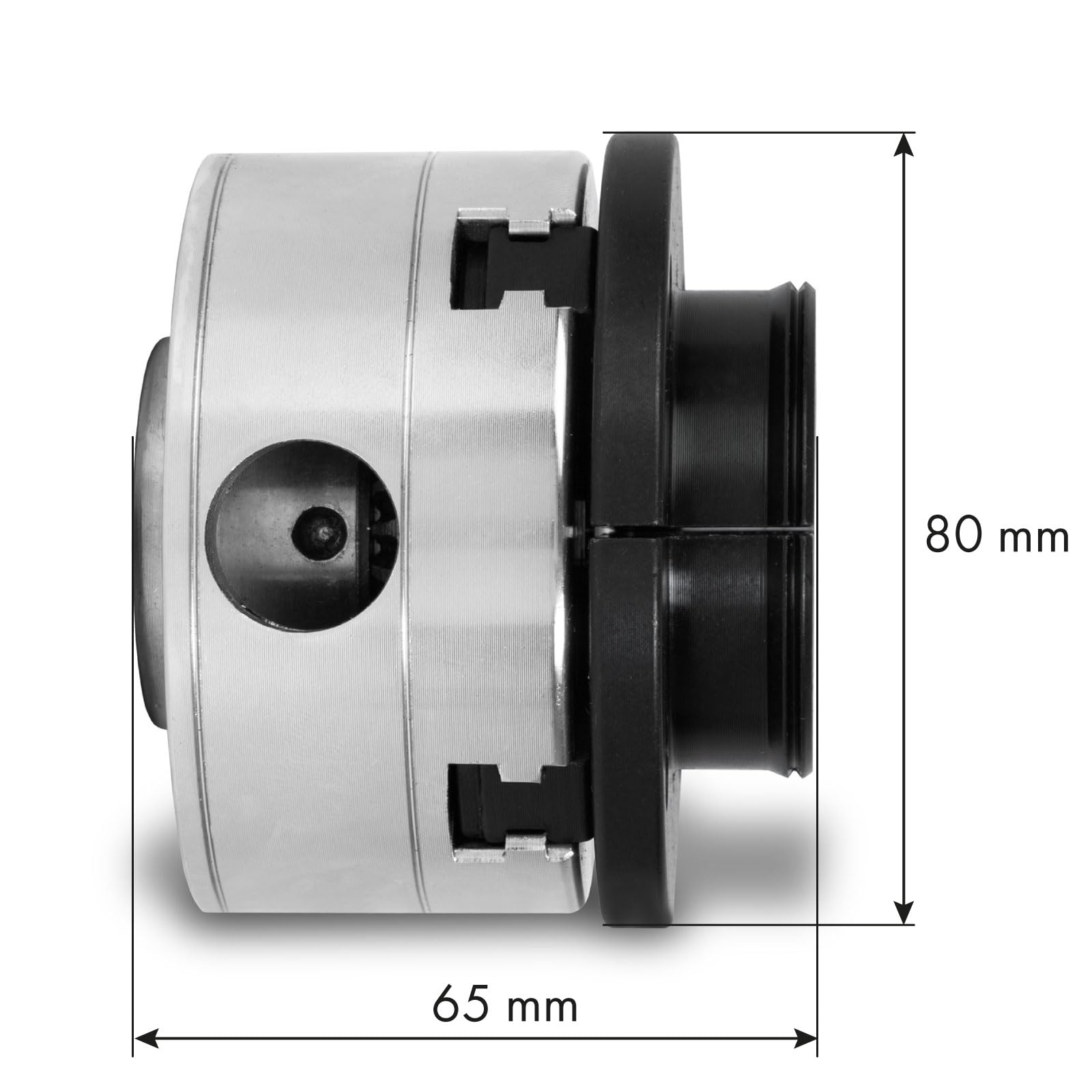 EBERTH Plato de cuatro garras con 80 mm de diámetro, Plato de 4 garras de 3" Autocentrante, Rosca de conexión 1" -8 TPI, Incl. herramienta de sujeción, Accesorios de torno, Plato de sujeción