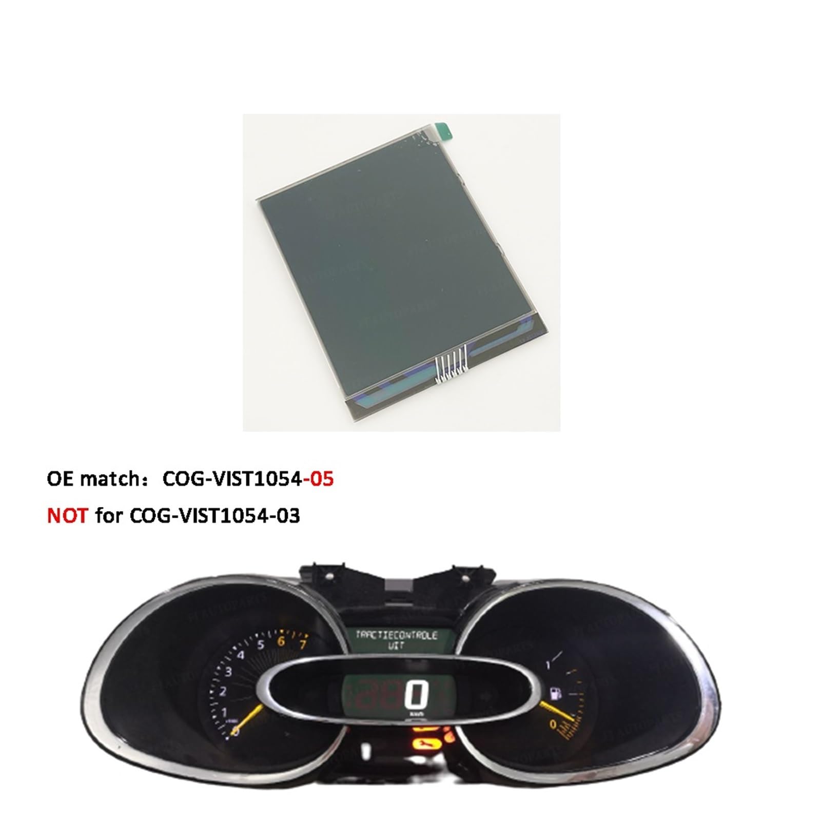 Tacómetro Compatible con Renault Clio IV Captur I Trafic III, panel de instrumentos, pantalla LCD, pantalla COG-VIST1054-05