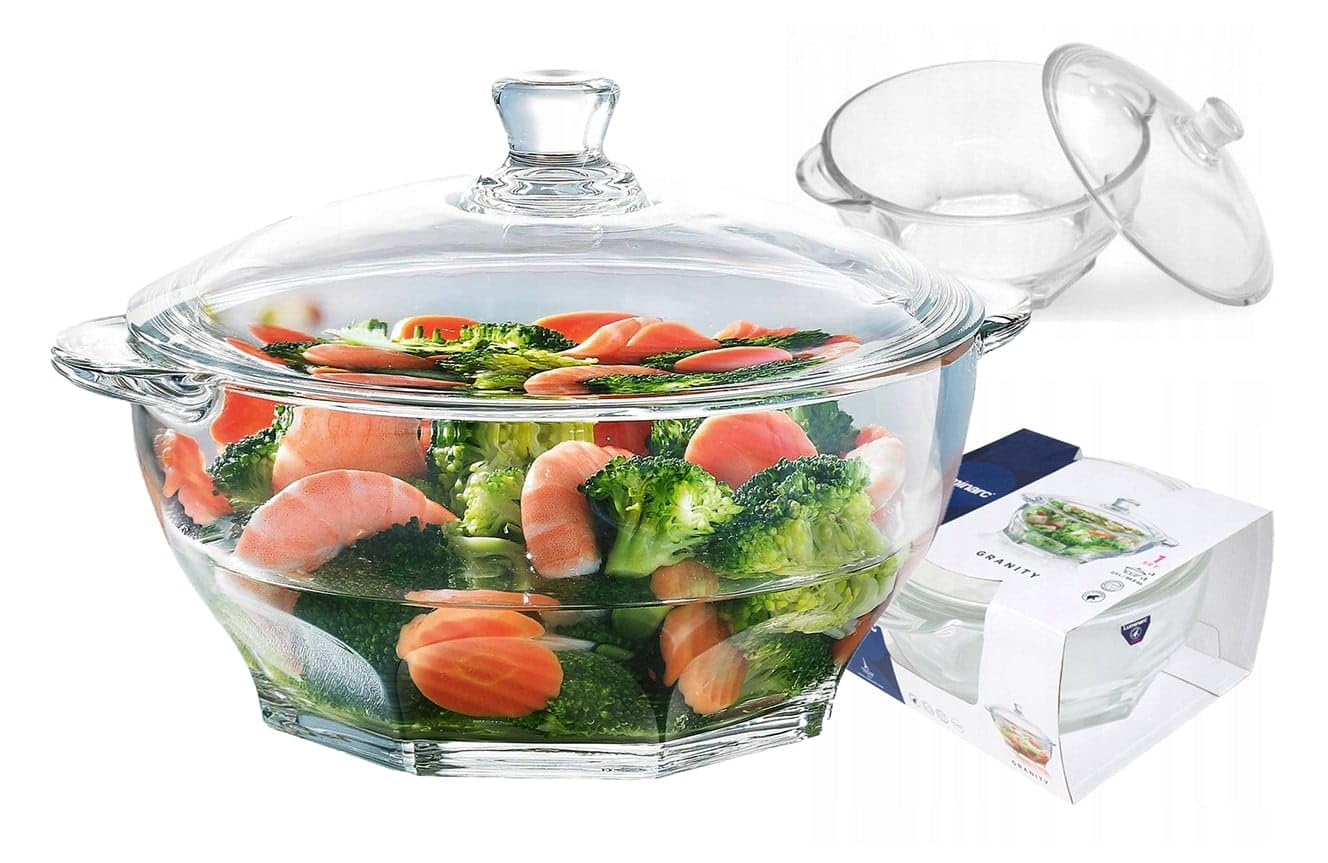 Luminarc Suppenschüssel Suppenschale Suppenterrine mit Deckel aus Glas Granity (2,5 L)