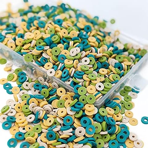 MIIIM 3000 PCS Polymer Clay Beads for Bracelets Making, Flat Clay Beads Kit, Spacer Beads Vinyl Heishi Beads for Jewelry Making (Rain Forest) Cover