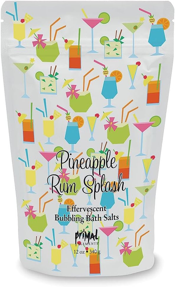 Detoxifying Sea Salt Soak, Bubbling Aromatherapy Salts, Pineapple Rum Splash, 12 oz Resealable Bag