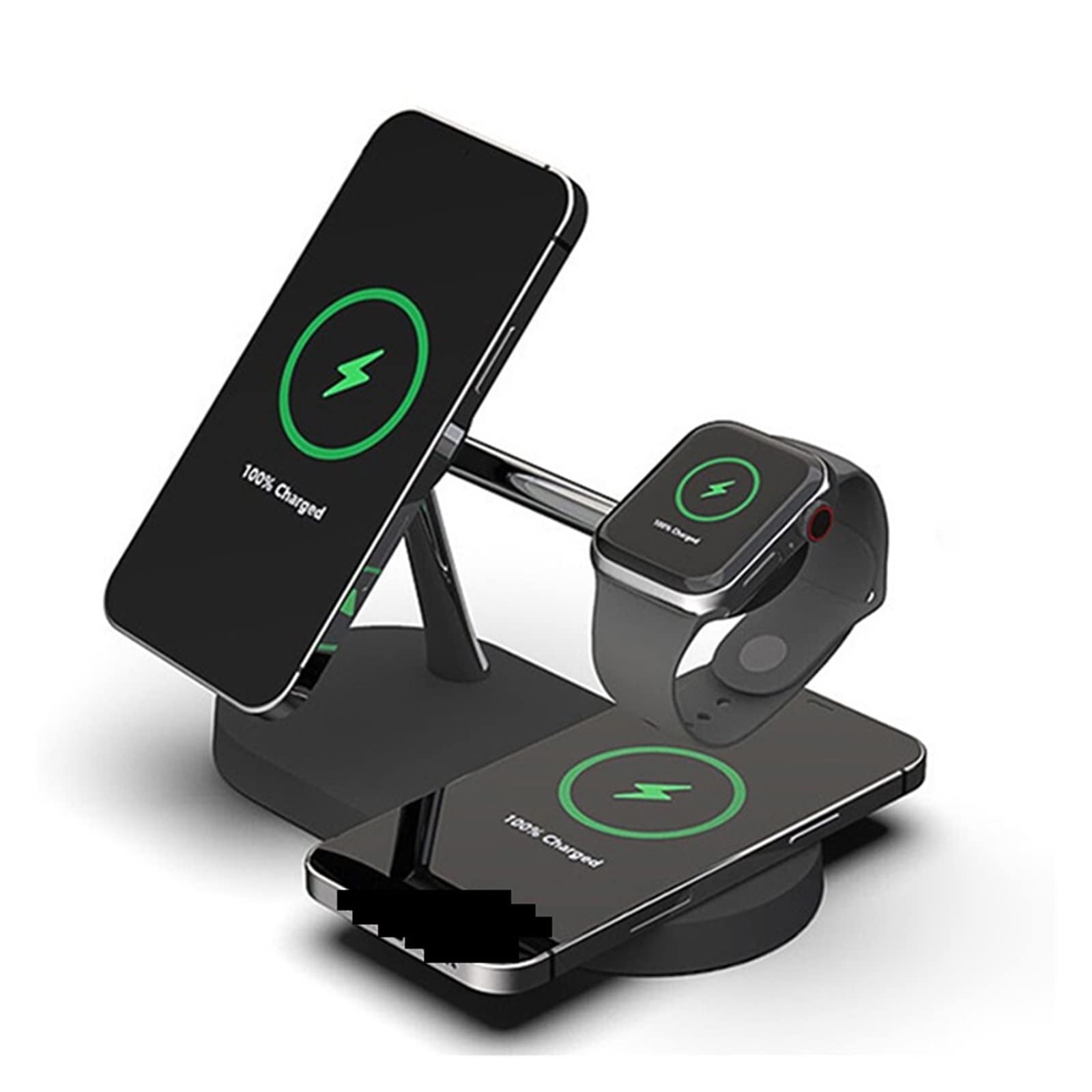 Magnetyczna bezprzewodowa stacja ładująca, magnetyczna ładowarka indukcyjna do telefonu Bezprzewodowa stacja ładująca do słuchawek Zegarek Akcesoria do telefonu Lampa Kompaktowy i mocny(Nero)