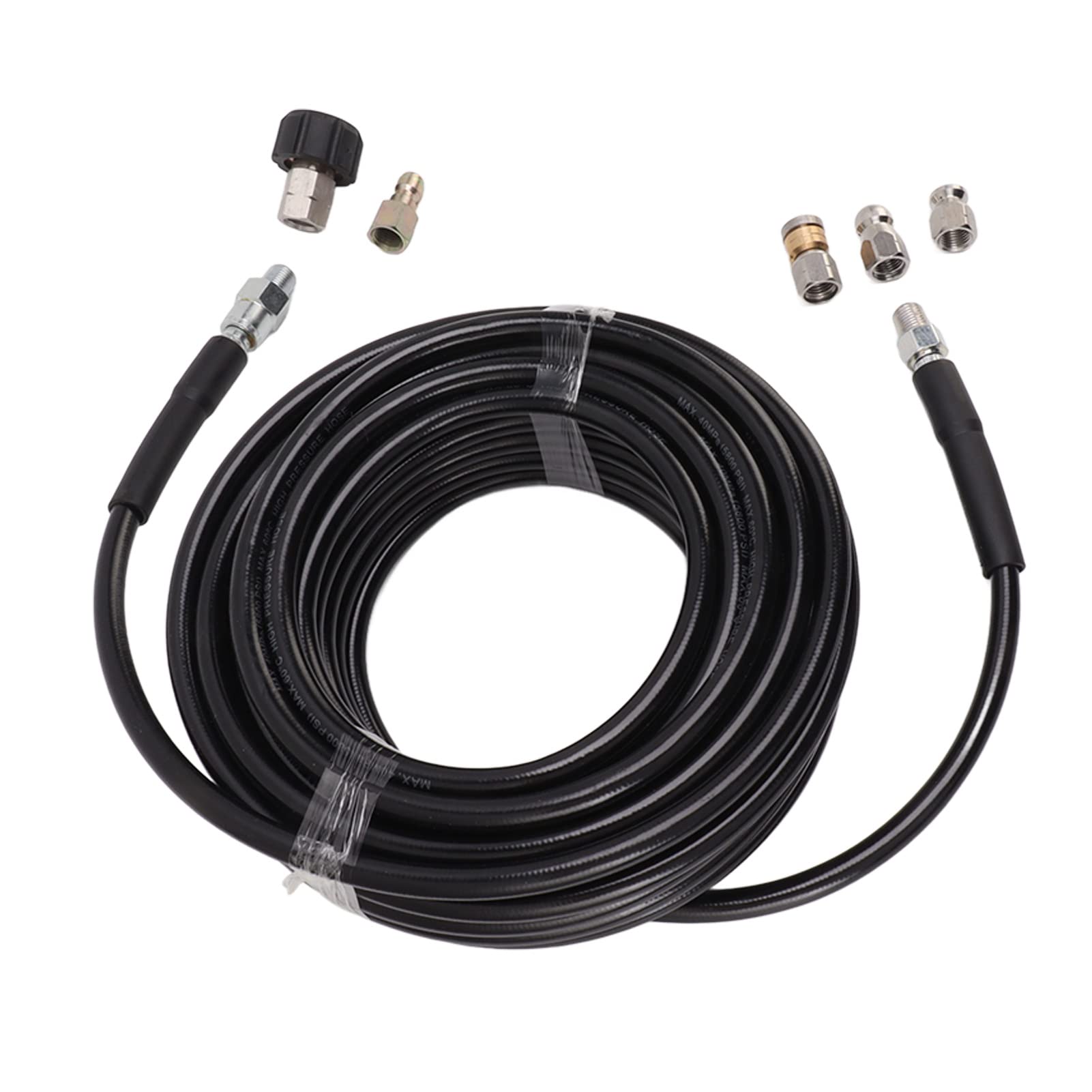 Kit de Desatascador de Alcantarillado, Kit de Boquillas M22 1/4 Inch, Manguera de Alta Presión 15 Metros para Limpieza de Desagües, Baños, Tuberías, Conectores Rápidos de