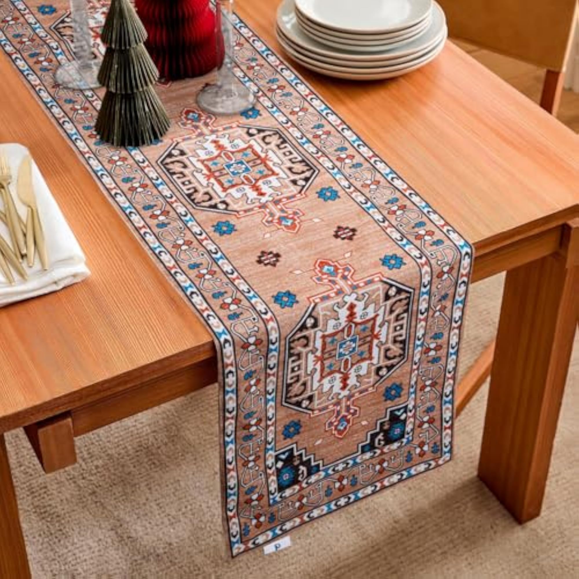 Eco-Friendly Polyester Dining Table Mats with Runner, Reusable
