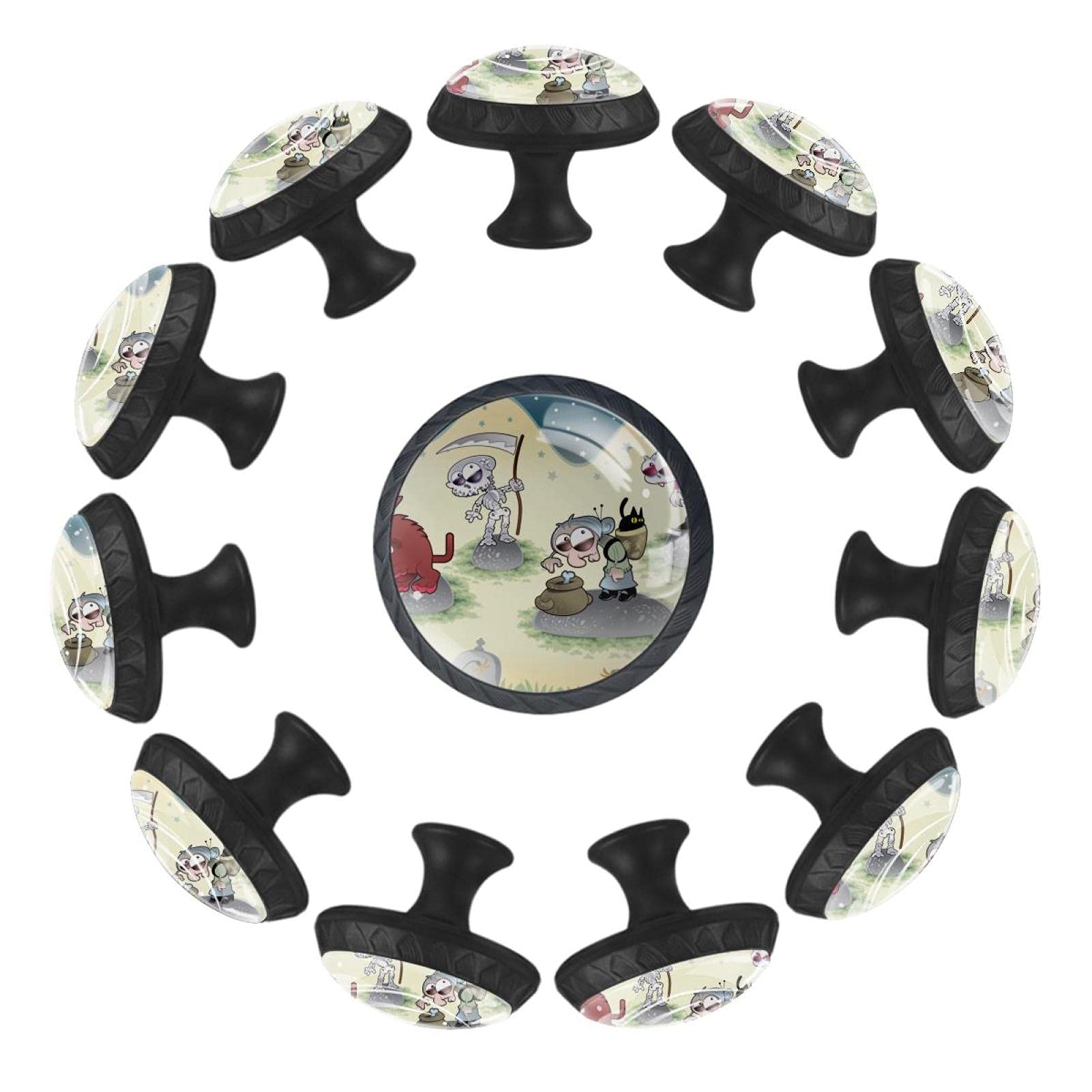 Boutons de tiroir ronds Horror Family 35mm lot de 12 pour commode enfant