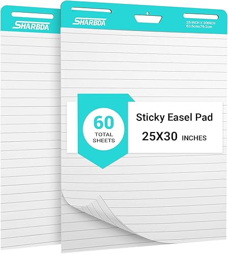 Almohadilla de caballete adhesivo forrada, 25 x 30 pulgadas, papel de gráfico giratorio para profesores, papel de caballete autoadhesivo grande,