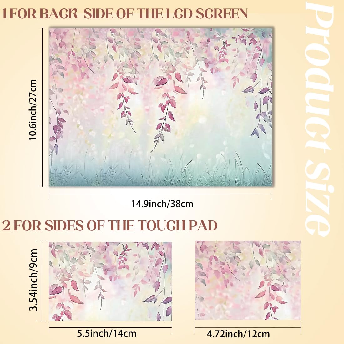 SUPERDANT Purple Flowers Laptop Skin Decal Branches and Vines Laptops Skin Sticker Notebook Protector 12 13 13.3 14 15 15.4 15.6 Inches Vinyl Cover Removable Waterproof Personalized Art Decal - Image 2