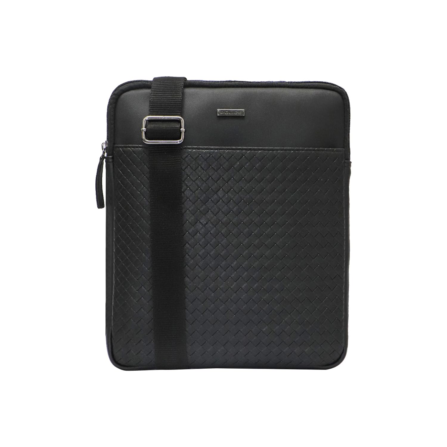 Medium Crossbody Bag for Men | Premium Textured Vegan Leather | Adjustable Long Shoulder Strap | Multi-Pocket Compact Travel Sling Bag | Black-image-1