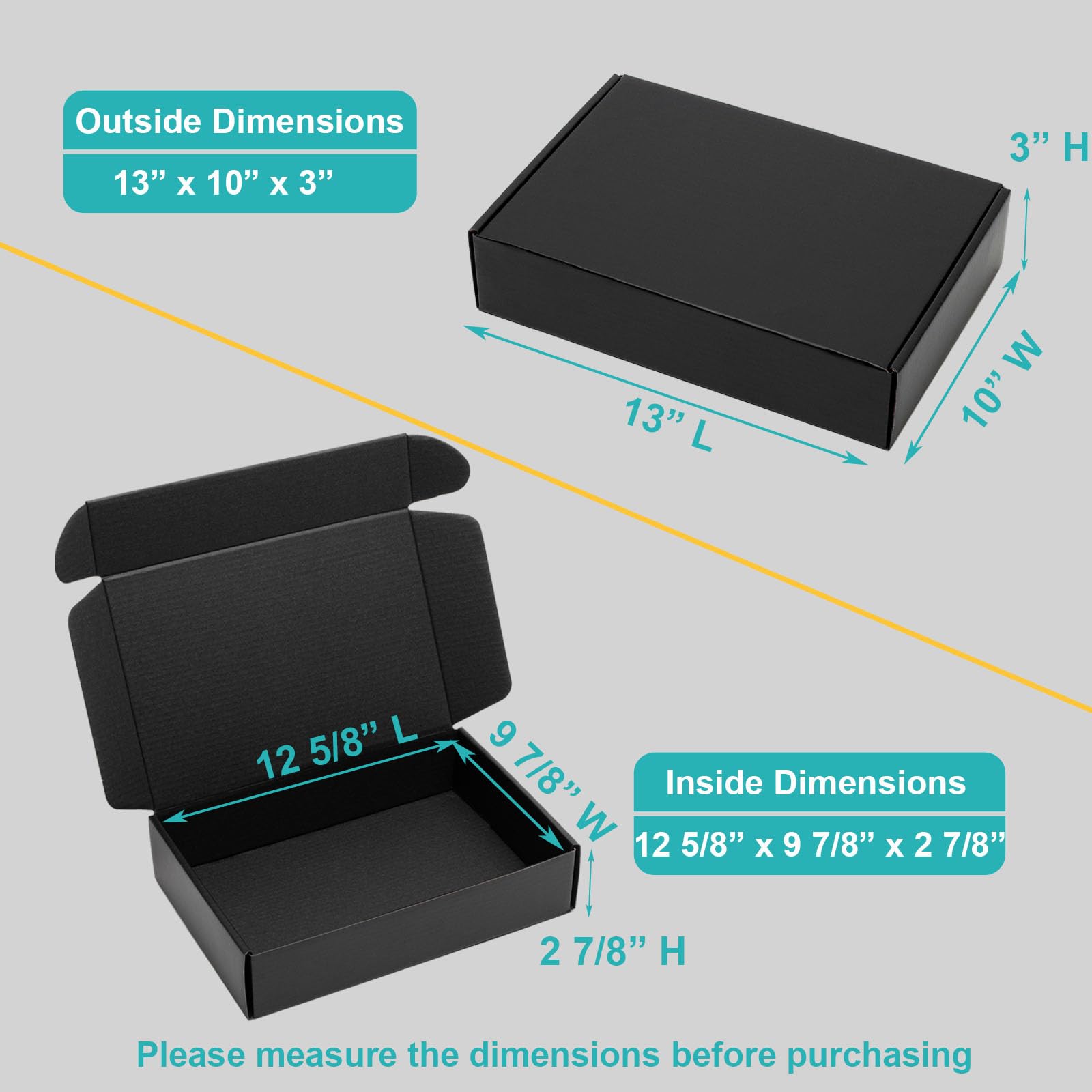 Mcfleet Versandkartons für kleine Unternehmen, 33 x 25,4 x 7,6 cm, Schwarz