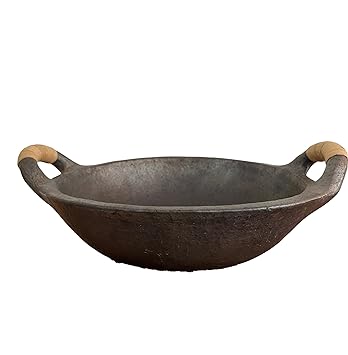 Longpi Pottery Kadhai/Wok with Handle Small