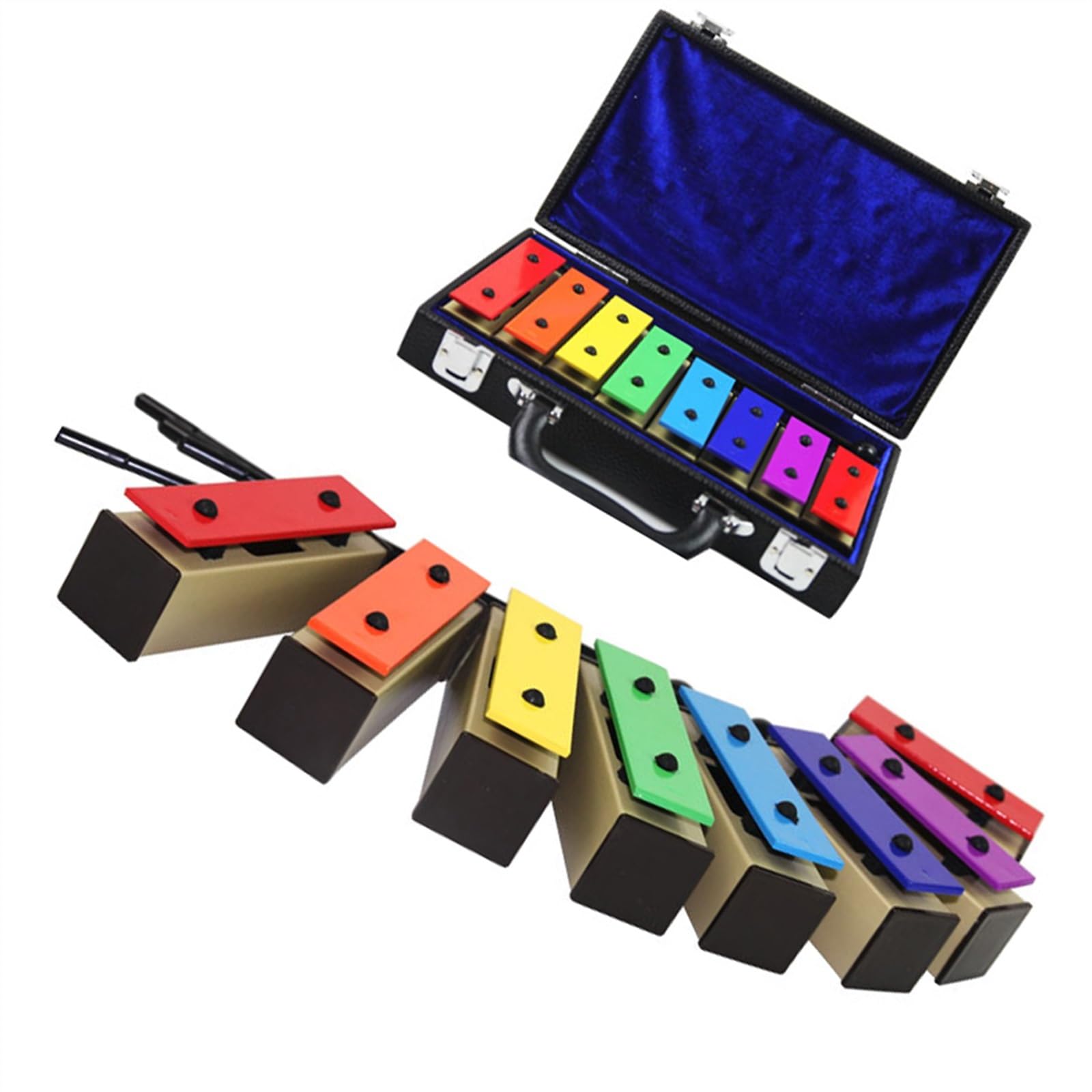 Glockenspiel Instrumento de percusión Profesional Ladrillo de 8 tonos Base de plástico Placa de aluminio coloreada Carillón Instrumento Percusión