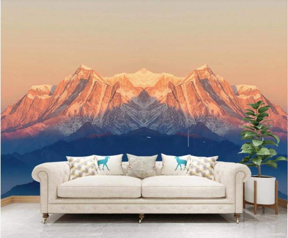 Foto personalizzata murale 3D Wallpaper Sunny Orange Mountain Peak Paesaggio Home Decor Soggiorno Wallpaper per pareti 400 cm (L) × 280 cm (H)