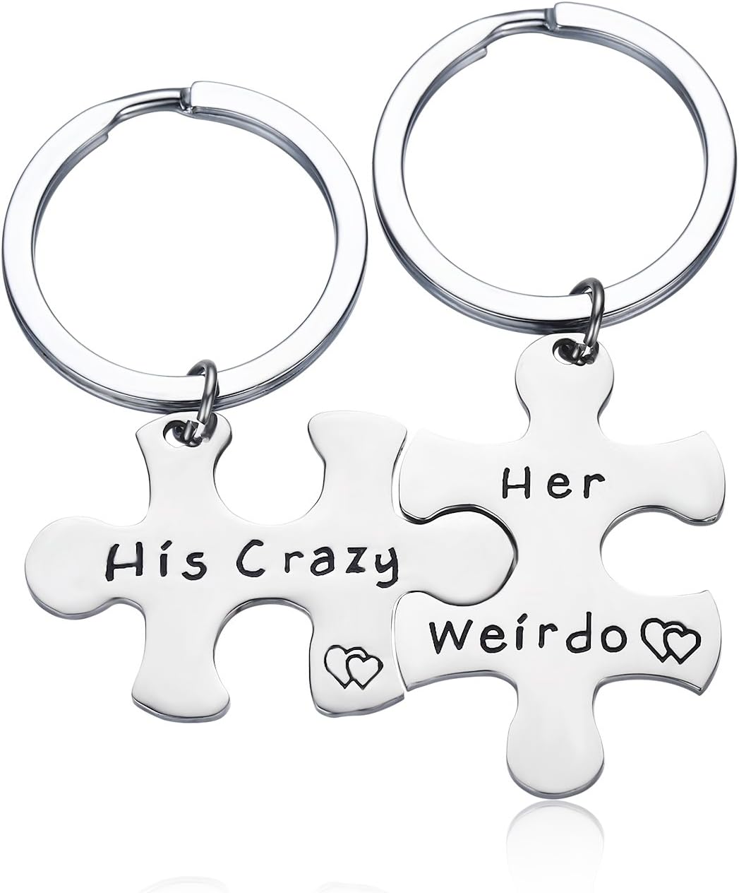 CJ&M Stainless Steel His Crazy Her Weirdo Couples Keychains Set,Personalized Couples Jewelry,Gift for Boyfriend Girlfriend