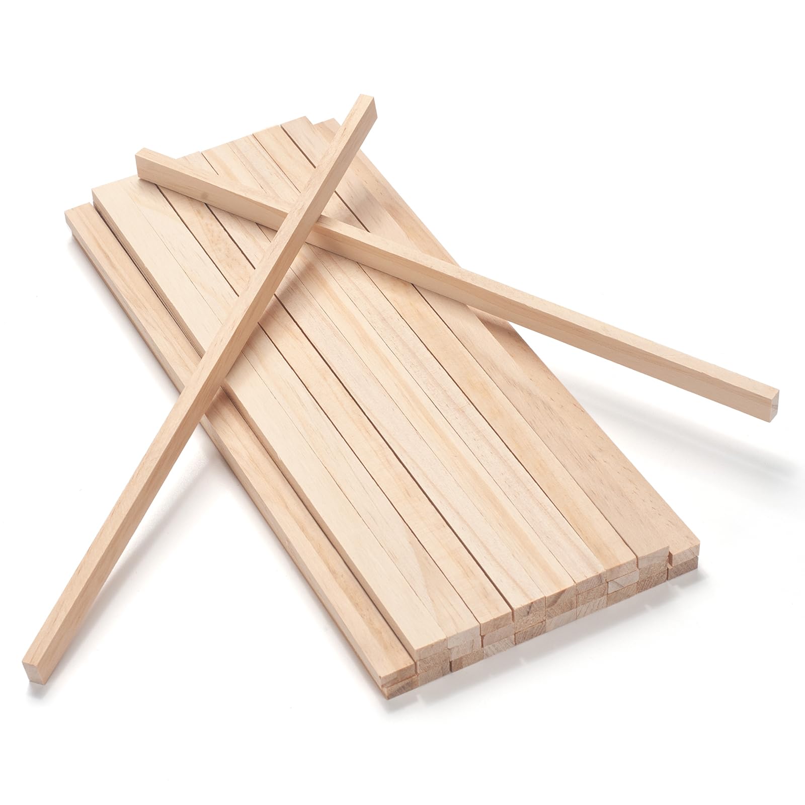 Wood Strips Slats Wooden Sticks for Crafts 1/4" × 1/2" × 12", 30 PCS Thin Wood Trim Planks Lumber Flat Boards Pieces Square Wooden Dowel Rods for Crafting, Woodworking, Model Making