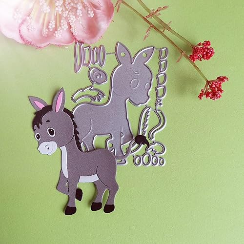 Troqueles de metal, 2.1 x 2.8 in, hermosos troqueles de corte de burro de animales para letras inglesas, relieves, manualidades, álbumes de fotos