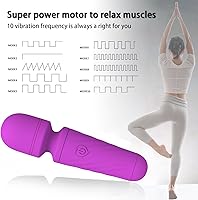 Vista 5 de Mini masajeador de mano con 10 modos de vibración silenciosos, masajeador personal inalámbrico para cuello, hombro, espalda y cuerpo (morado)