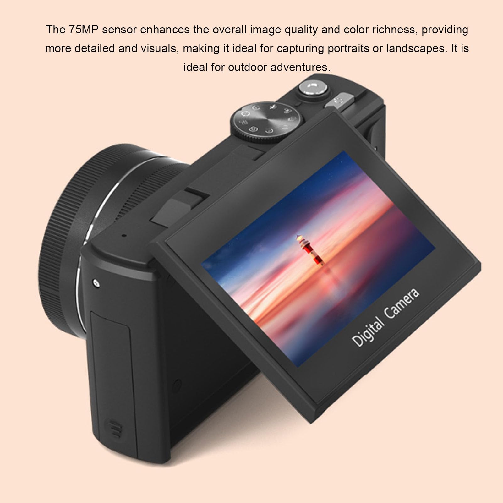 Câmera Digital 5K para Fotografia, WiFi 75MP UHD Vlogging Cameras