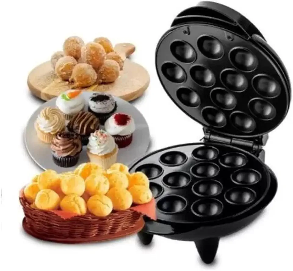 Mini Máquina De Cake Pop 12 Unidades Antiaderente Bolinho Elétrica 1000W 100V Pâo de Queijo Bolinhho de Chuva Empadinhas Pirulitos
