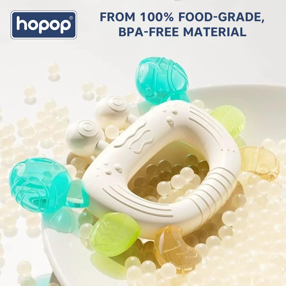 Hopop Silicone Baby Teether for 6-12 Months | BPA Free Baby Teething Toy | Chewing & Mouthing Sensory Baby Toy for Gum & Teeth Relief | Pack of 1 | Assorted 1