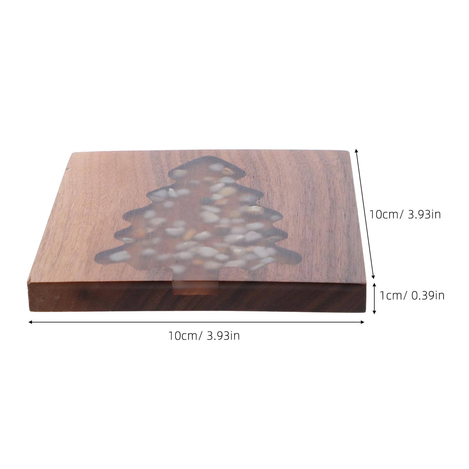 Beaupretty 5 Pièces Dessous de Verre Sapin de Noël Carré en Bois, Pierre