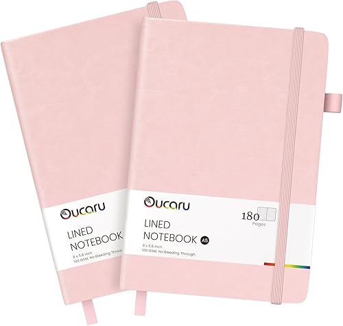 Miniatura 48 de Oucaru Cuaderno rayado, paquete de 4, 180 páginas, diarios A5 para escribir, papel grueso de 100 GSM, cuadernos pequeños diarios para mujeres y 4