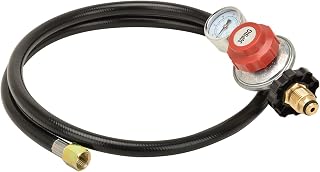 only fire 4Ft 0-30 PSI High Pressure Adjustable Regulator Propane Hose with Gauge for Fire Pit, Turkey Fryer, Burner, Cooker, Grills, POL Connection