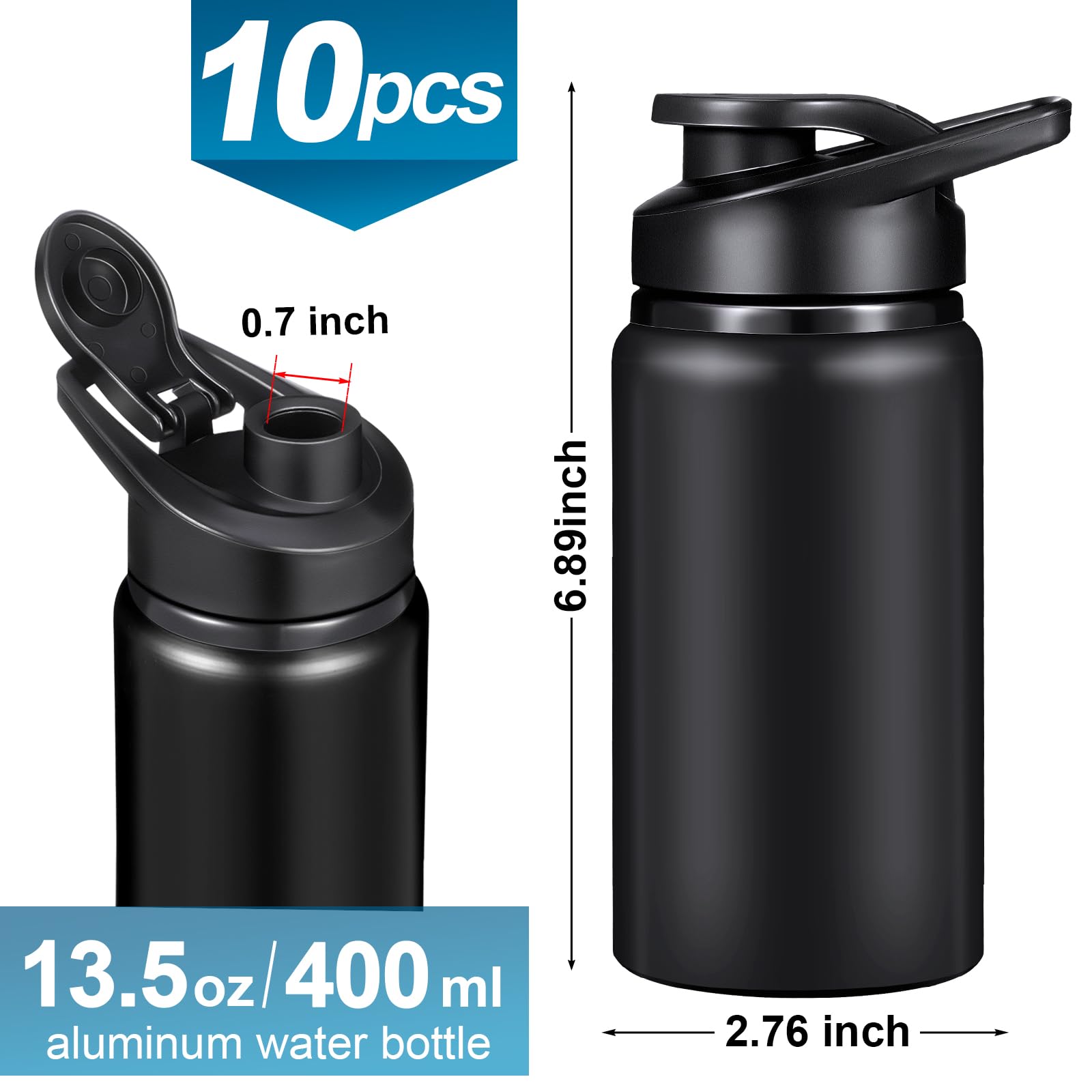 Mimorou 10 botellas de agua de aluminio reutilizables a granel, botellas de agua para deportes al aire libre, paquete múltiple, botellas de viaje para gimnasio, senderismo, ciclismo, camping, pesca,