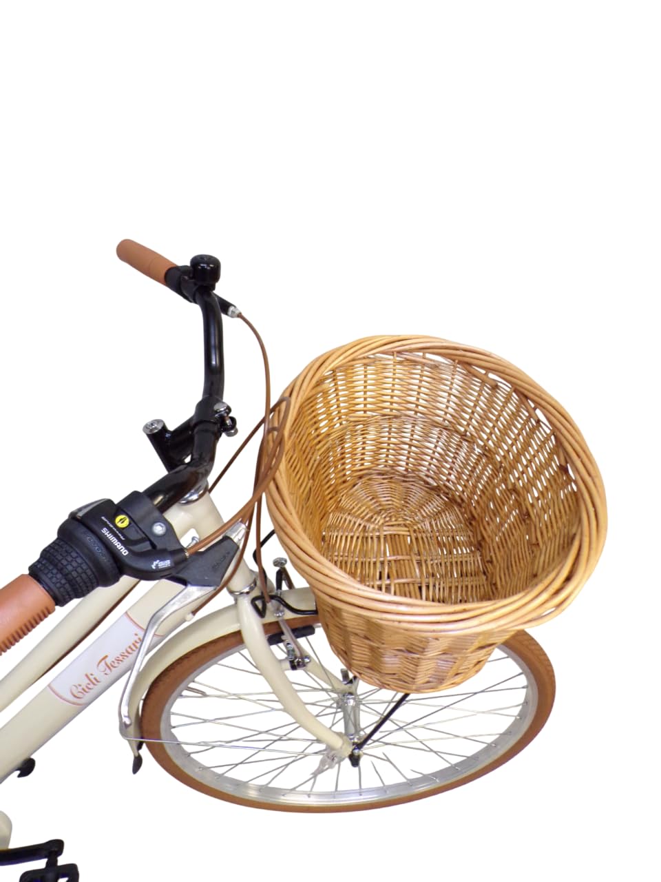 Bicicleta de paseo para mujer de 28 pulgadas con cambio vintage retro con cesta de mimbre delantera y trasera