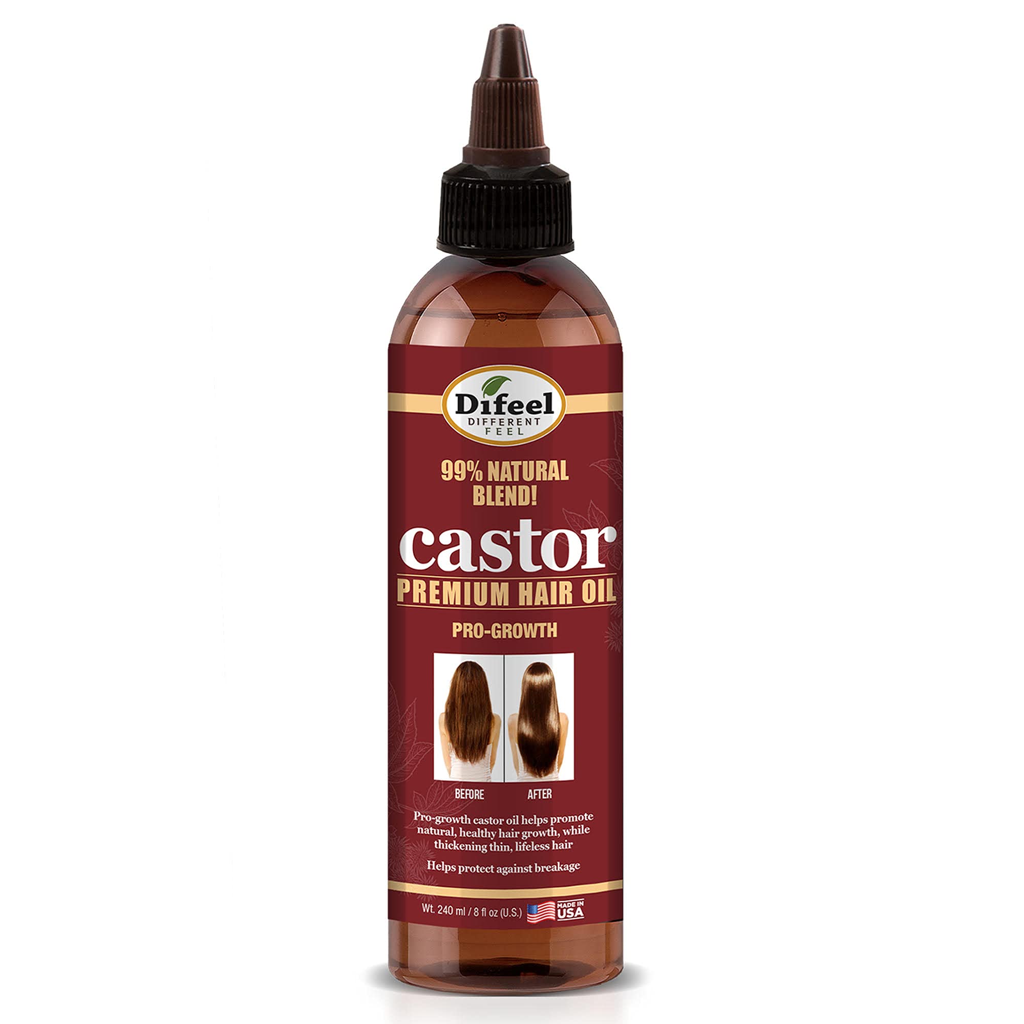 DifeelPro-Growth Hair Oil - Premium 99% Natural Castor Oil for Hair Growth, 8 oz.