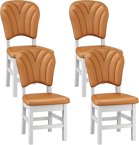 Upholstered Leather Dining Room Chairs, Dining Chairs Set Kitchen Chair with Solid Wood Legs, Dining Room Side Chair for Bedroom, Vanity, Living