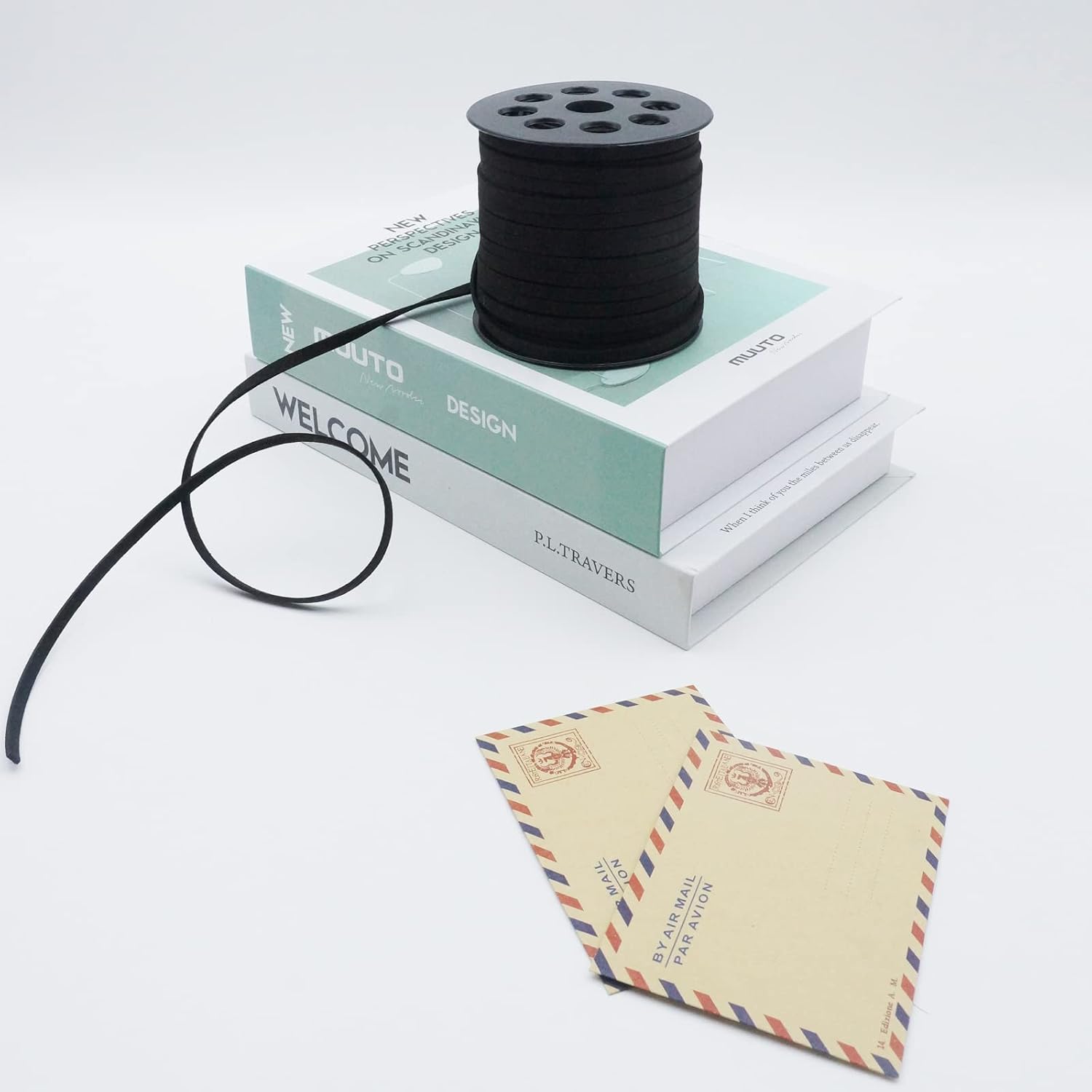 5mm x50 Yards Black Suede Cord Suede Lace Faux Leather Cord with Roll Spool for Bracelet Necklace Beading DIY Handmade Crafts Leather Cord for Jewelry Making (Black)
