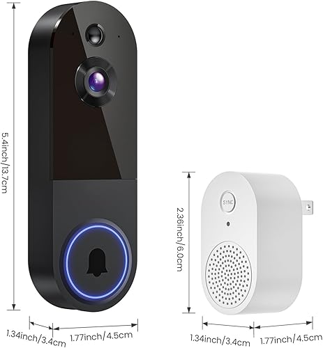 Miniatura 7 de Cámara de timbre de video inalámbrico de 1080p con receptor, detección humana AI, audio de 2 vías, visión nocturna, almacenamiento en la nube,